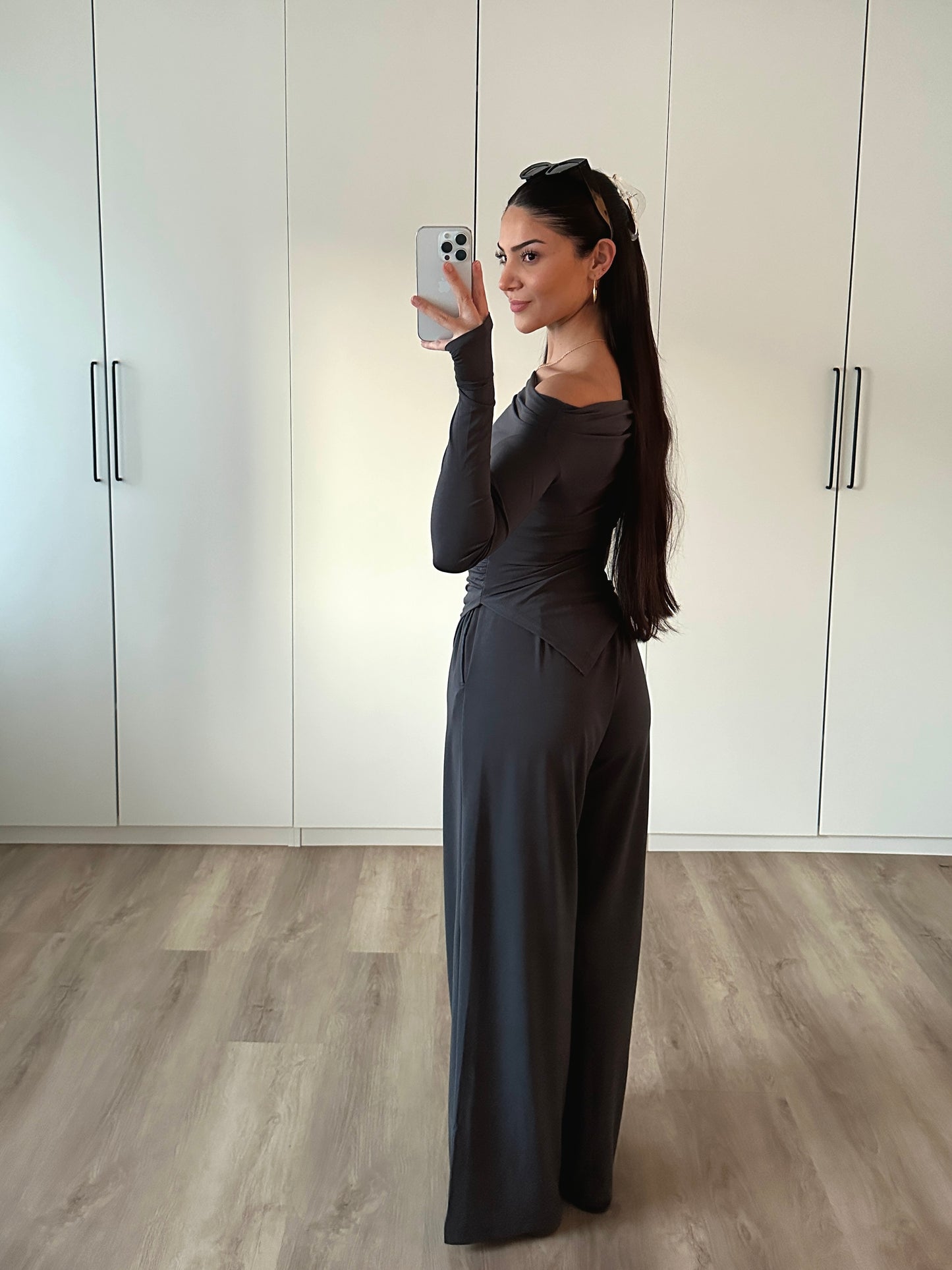Set mit Modaloptik - anthrazit