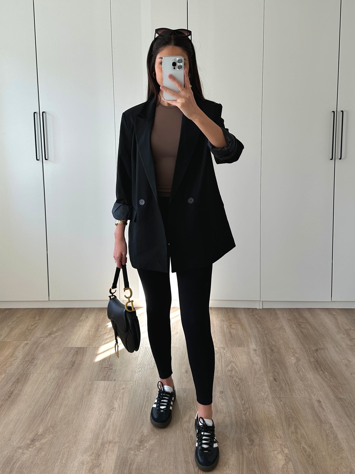 Doppelreihiger Oversize Blazer - schwarz