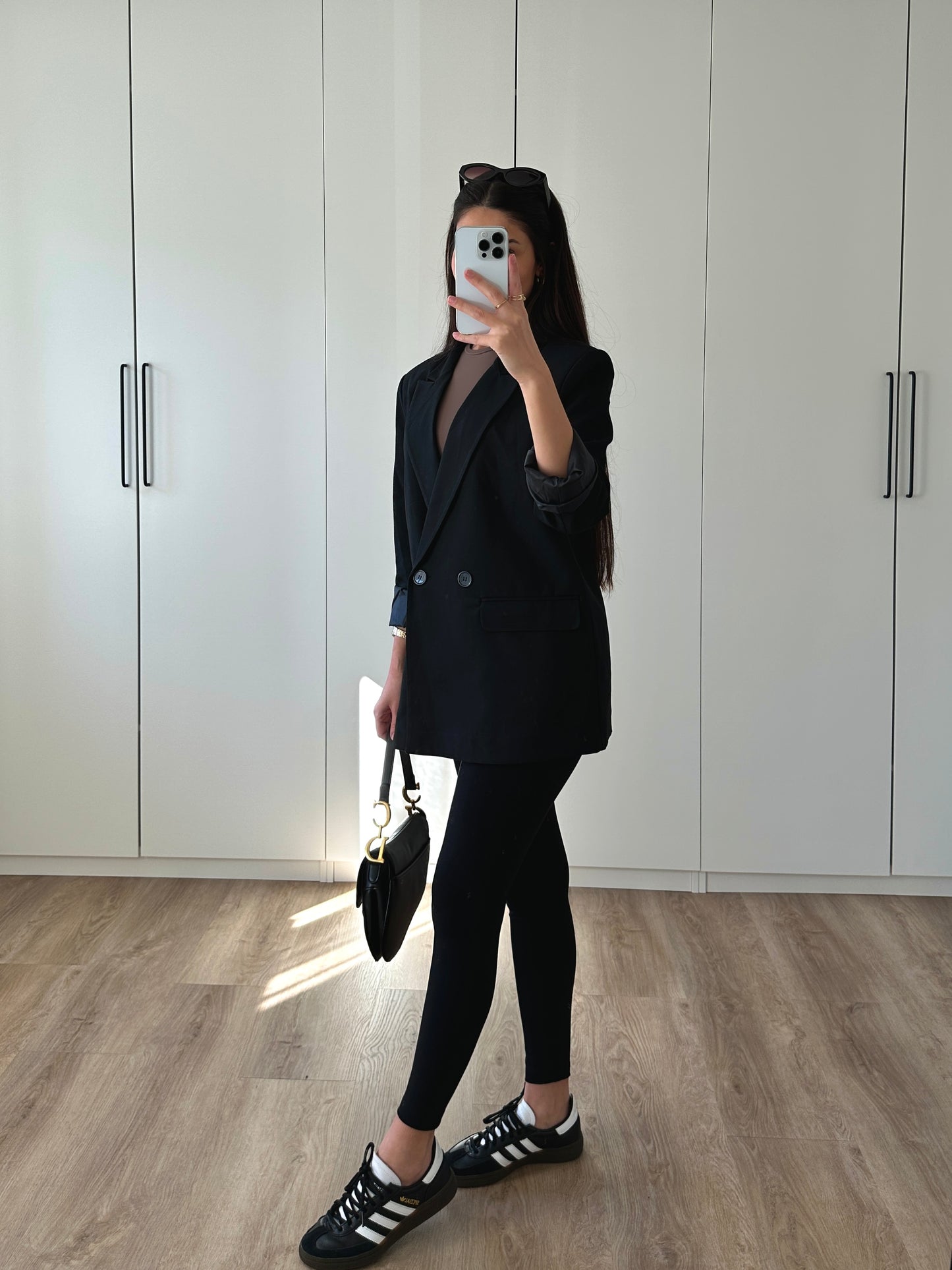 Doppelreihiger Oversize Blazer - schwarz