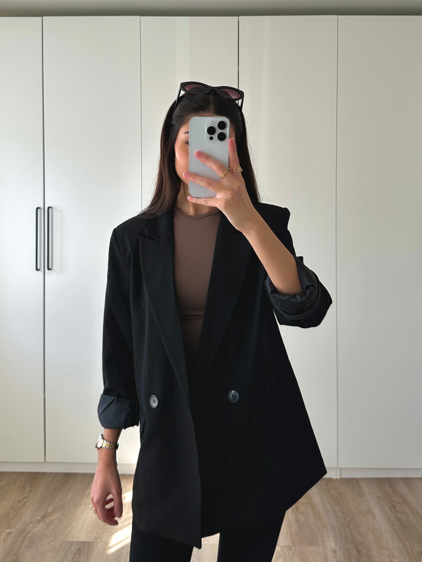 Doppelreihiger Oversize Blazer - schwarz