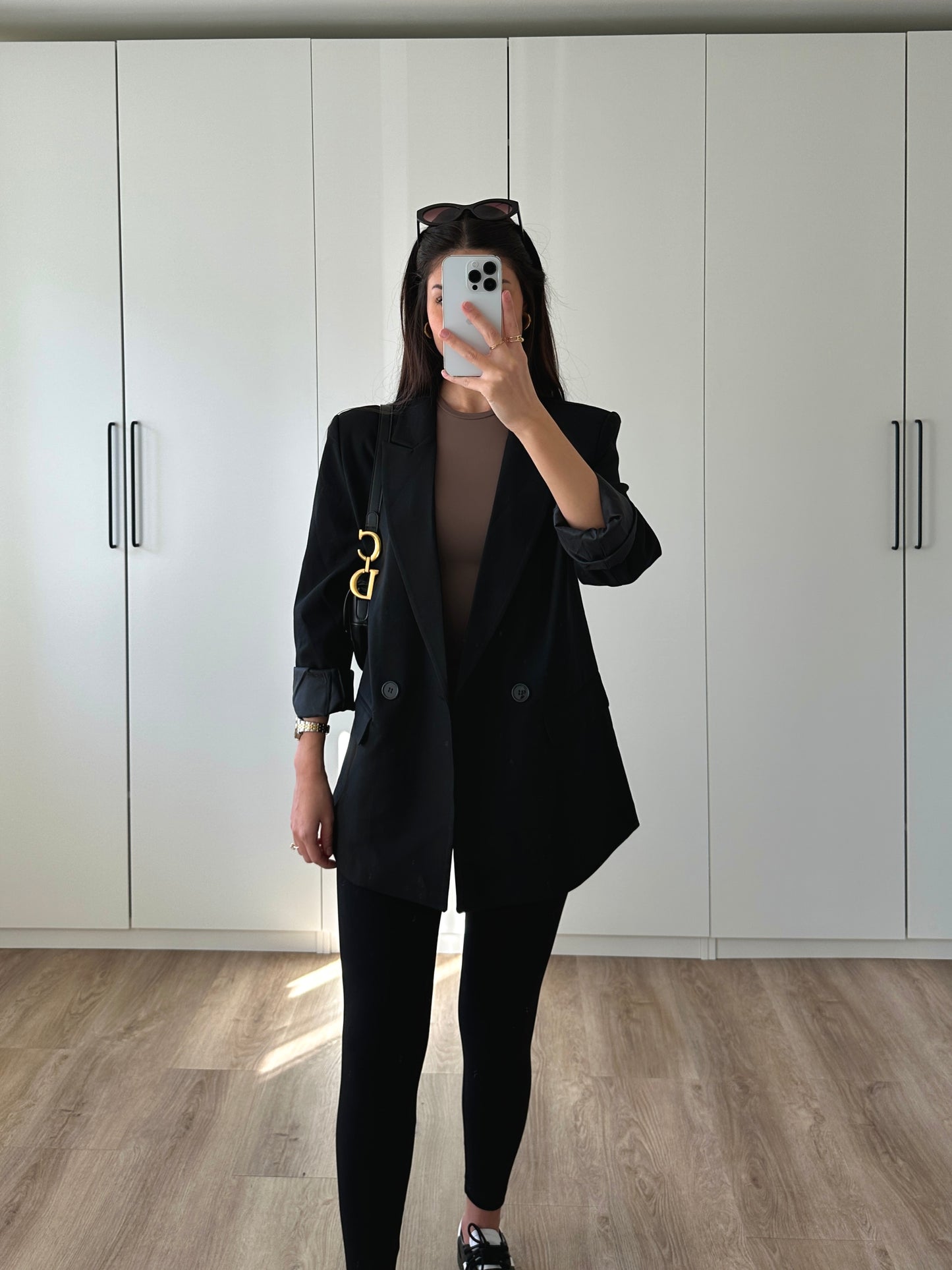 Doppelreihiger Oversize Blazer - schwarz