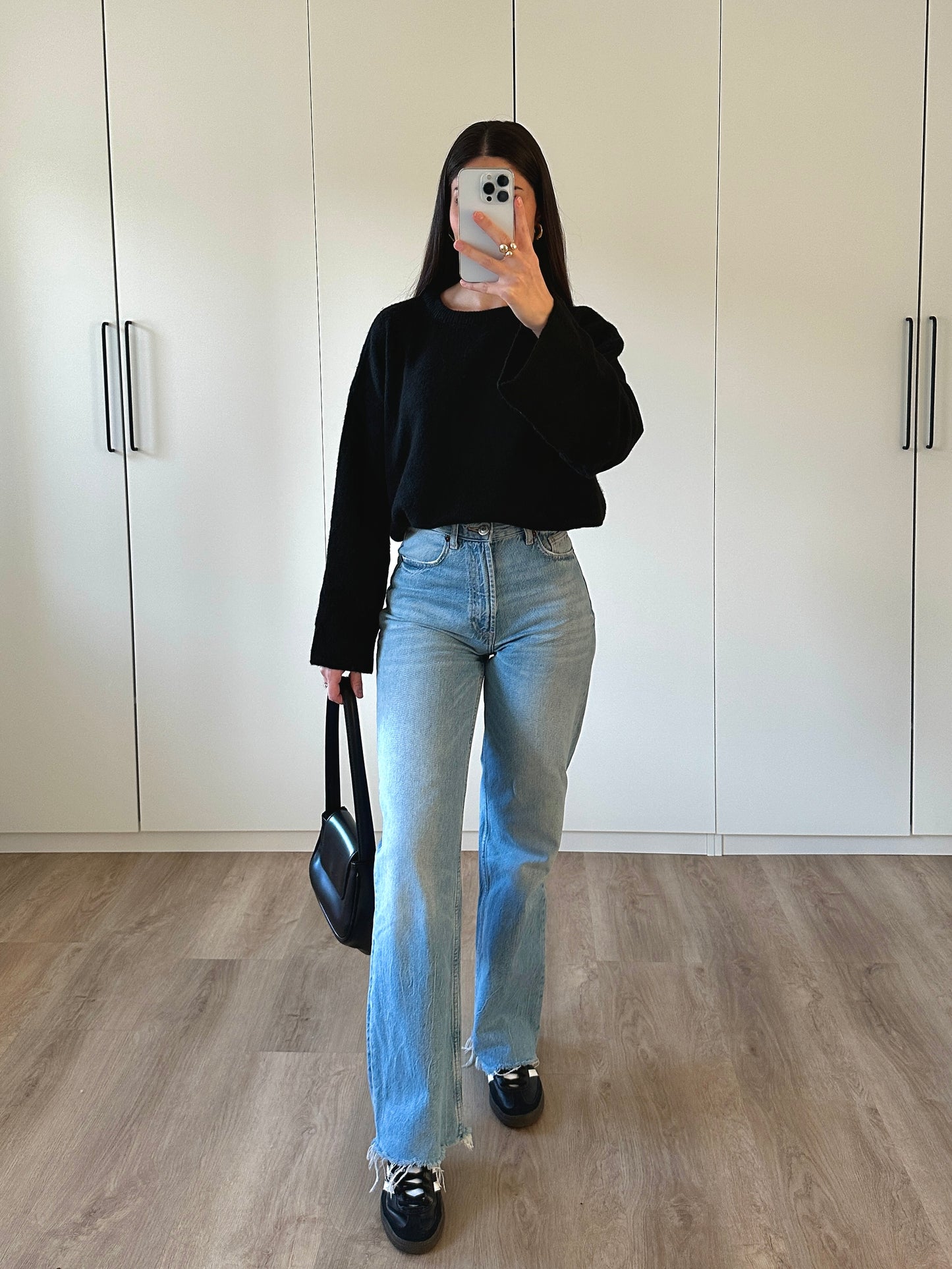 Oversize Strickpullover - schwarz