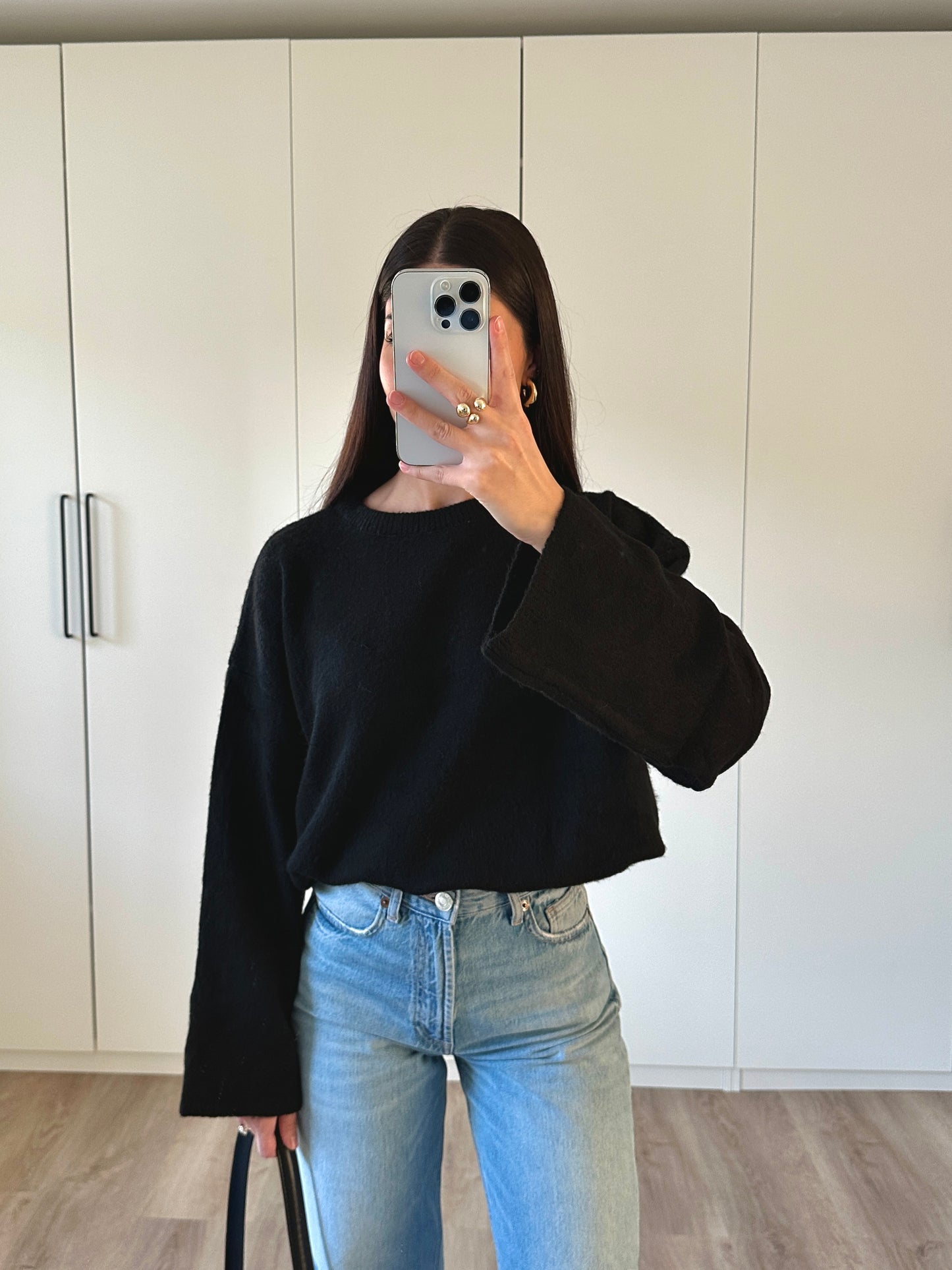 Oversize Strickpullover - schwarz