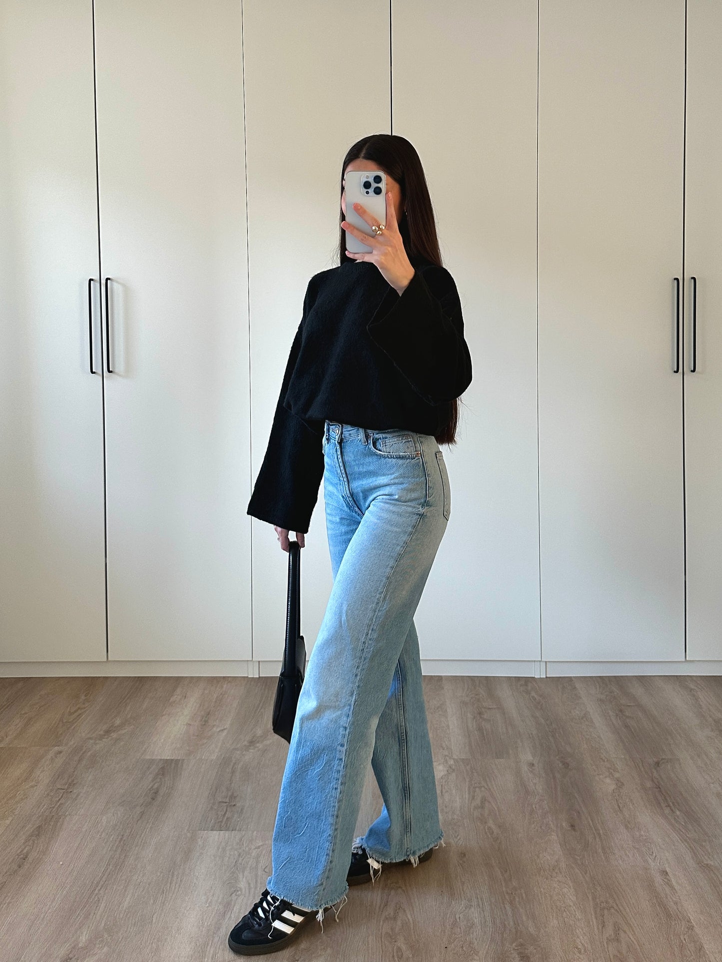 Oversize Strickpullover - schwarz