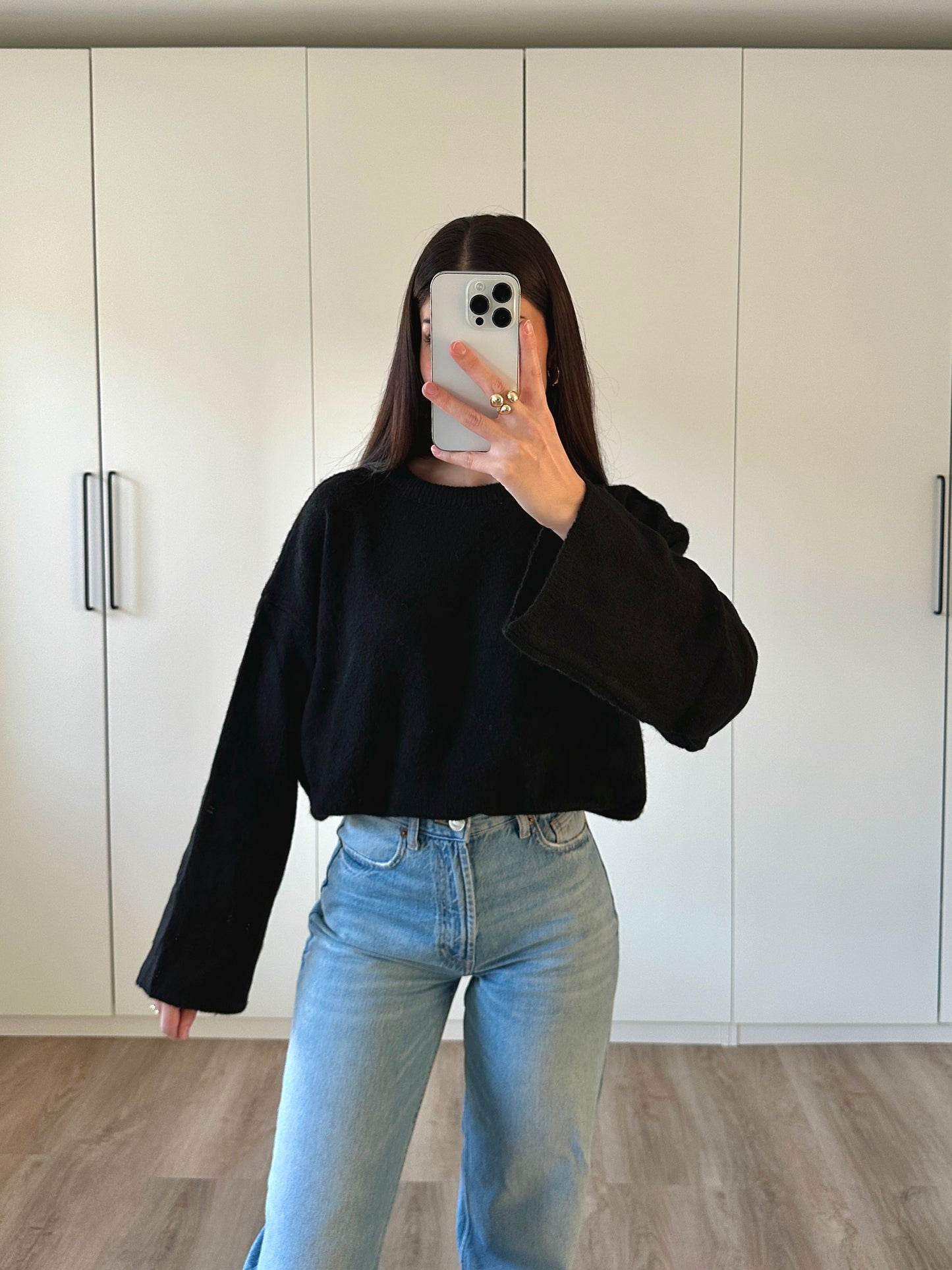 Oversize Strickpullover - schwarz
