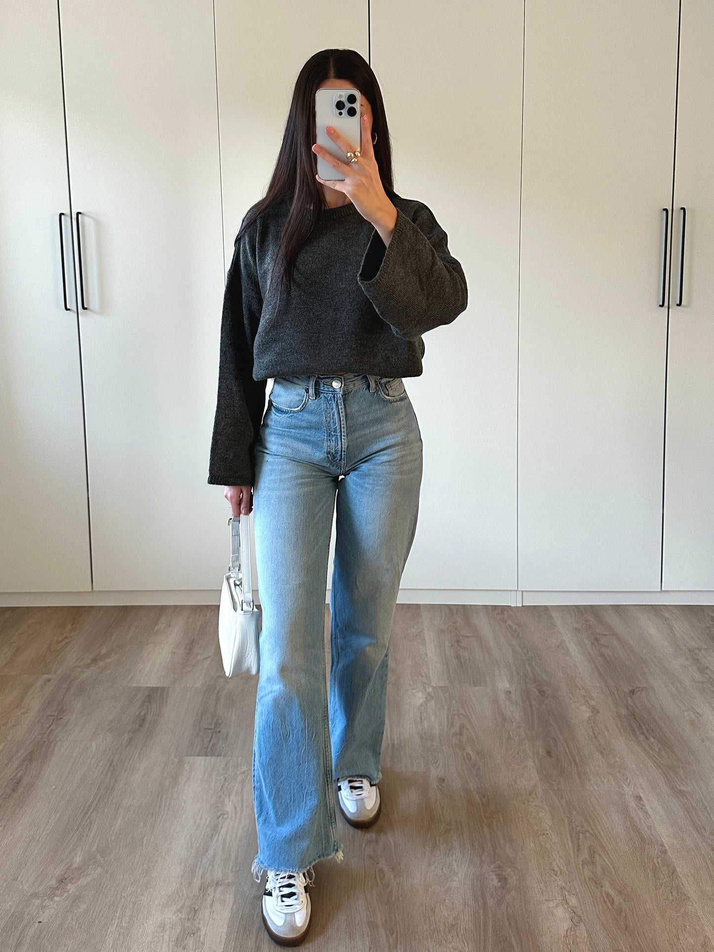 Oversize Strickpullover - anthrazit