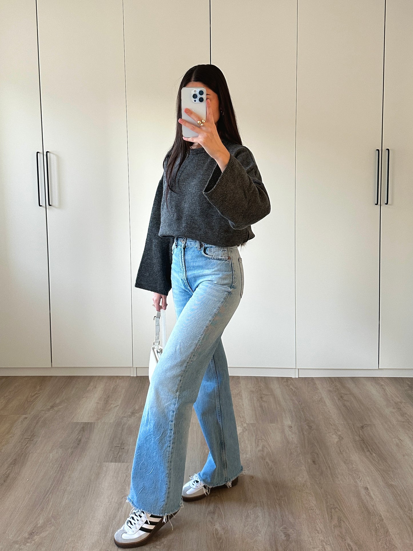 Oversize Strickpullover - anthrazit