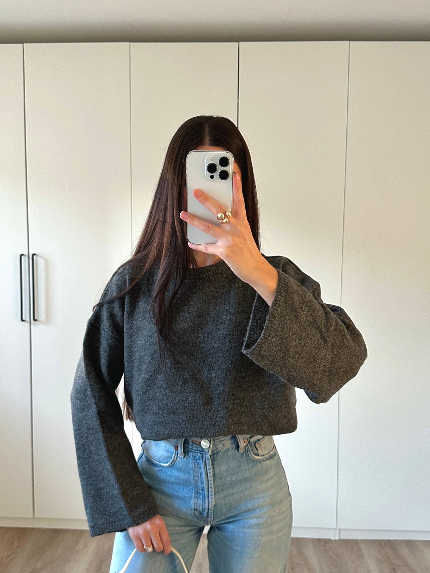 Oversize Strickpullover - anthrazit