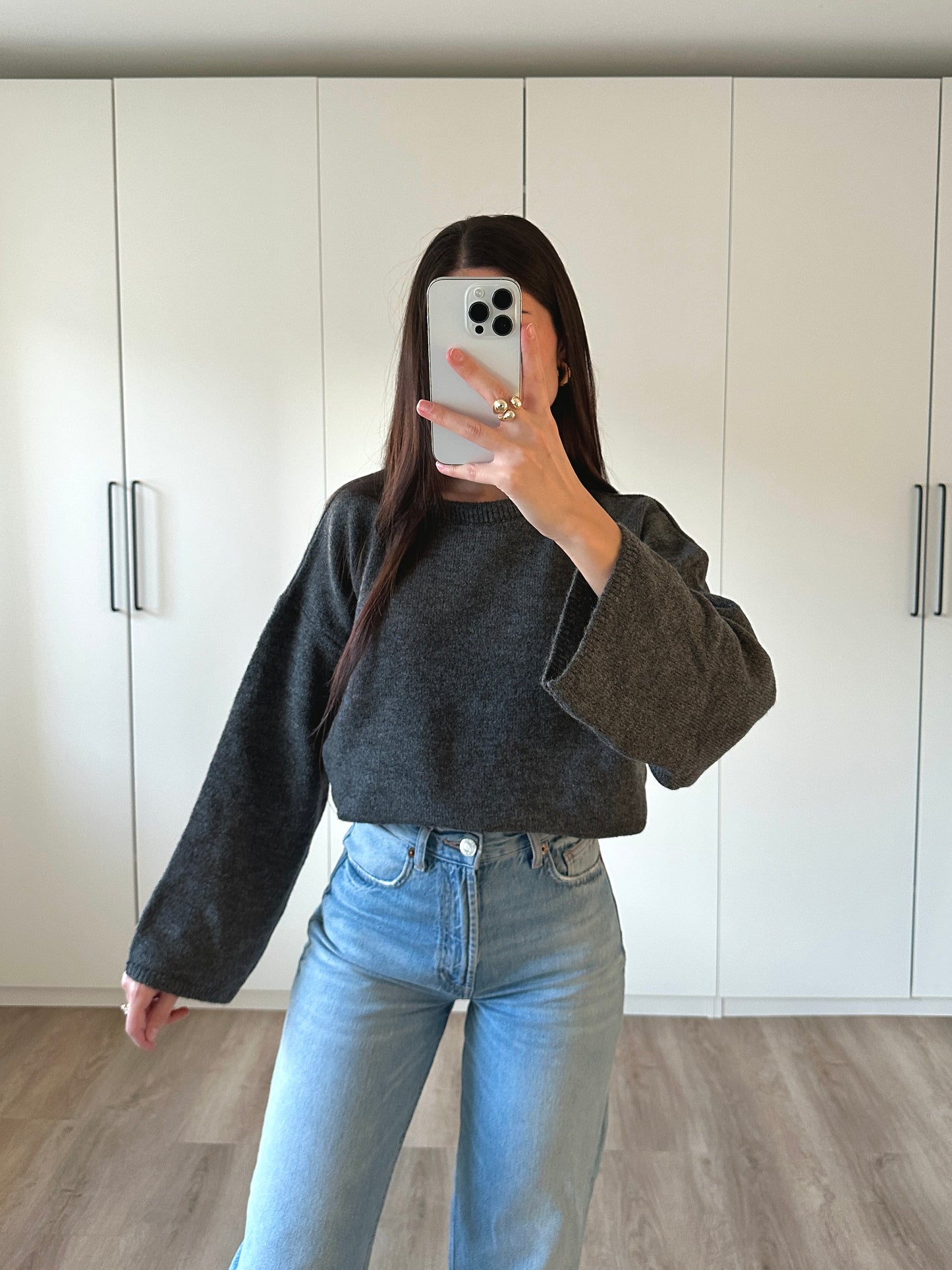 Oversize Strickpullover - anthrazit