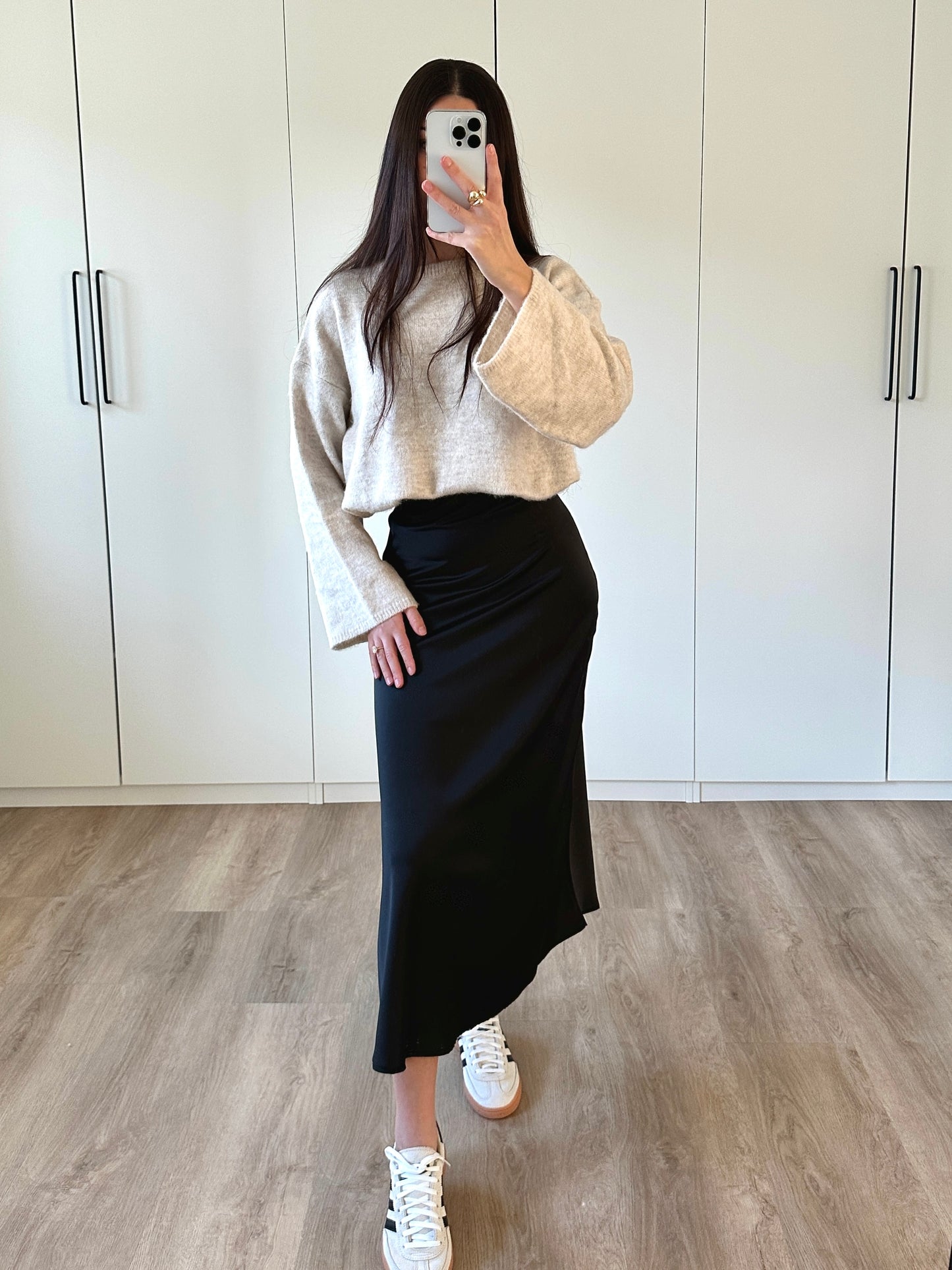 Oversize Stickpullover - creme