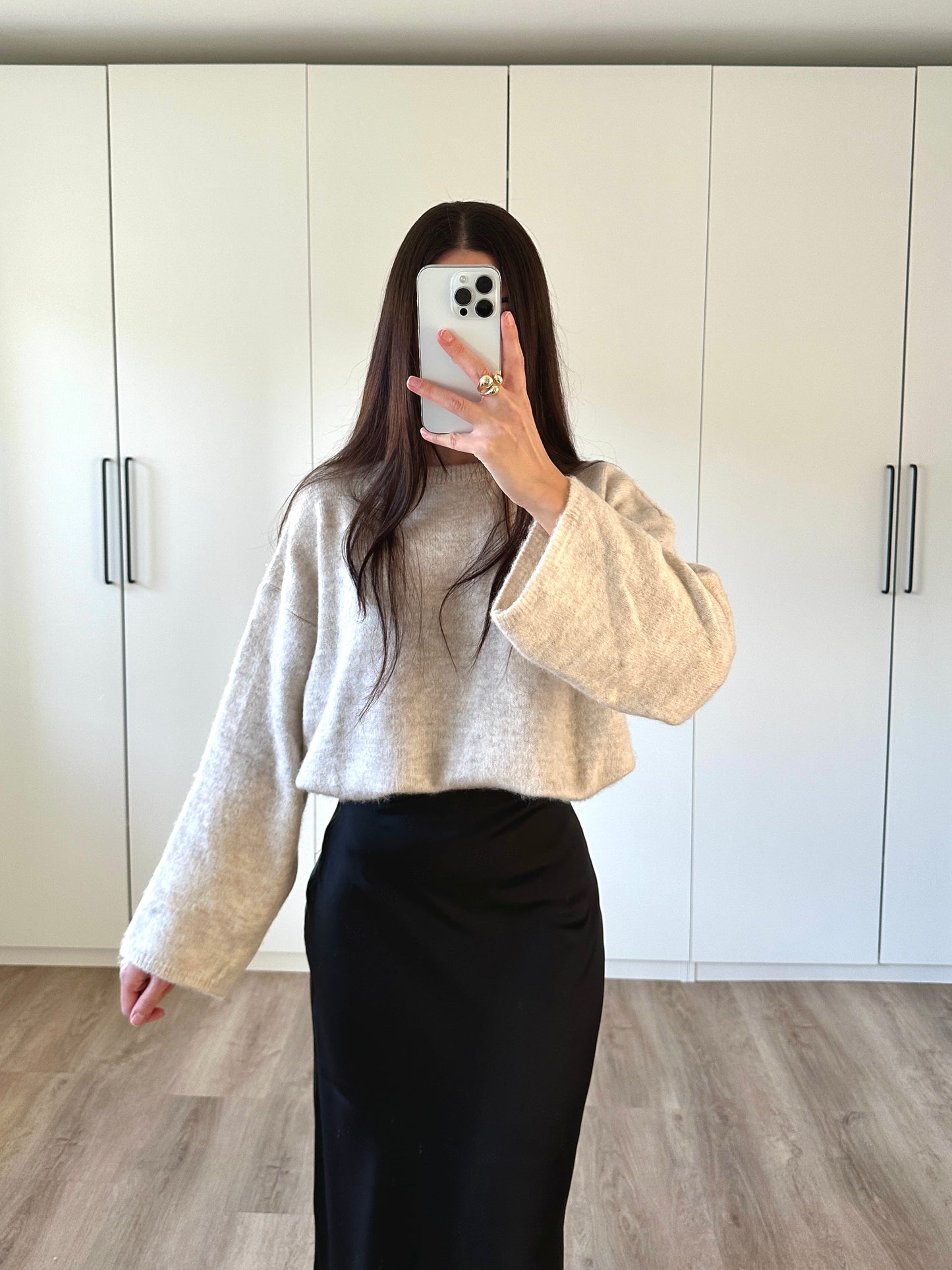 Oversize Stickpullover - creme