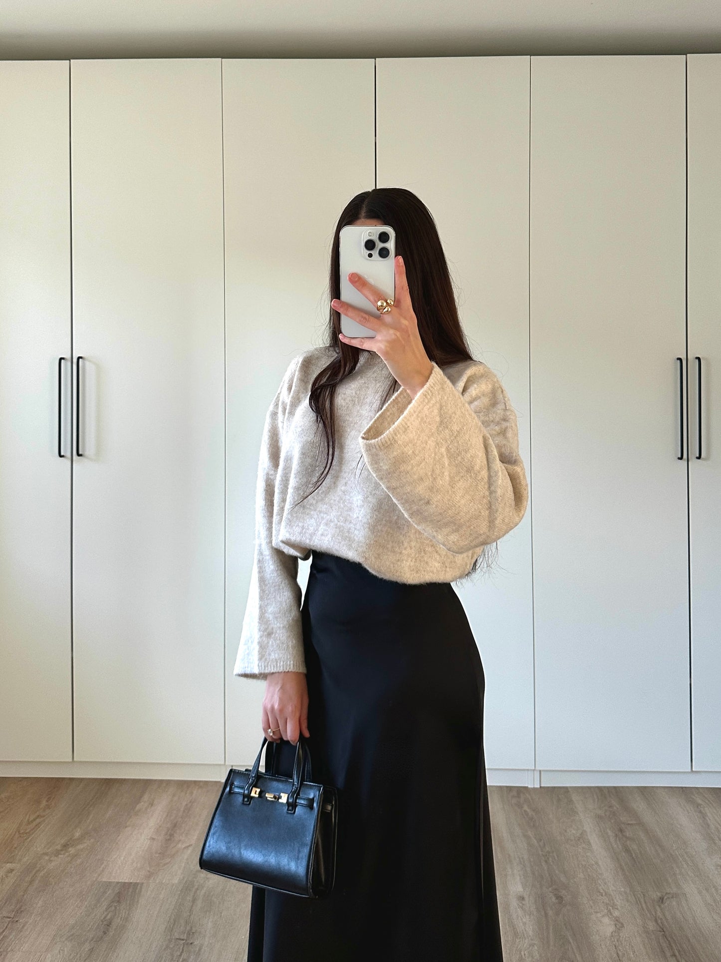 Oversize Stickpullover - creme