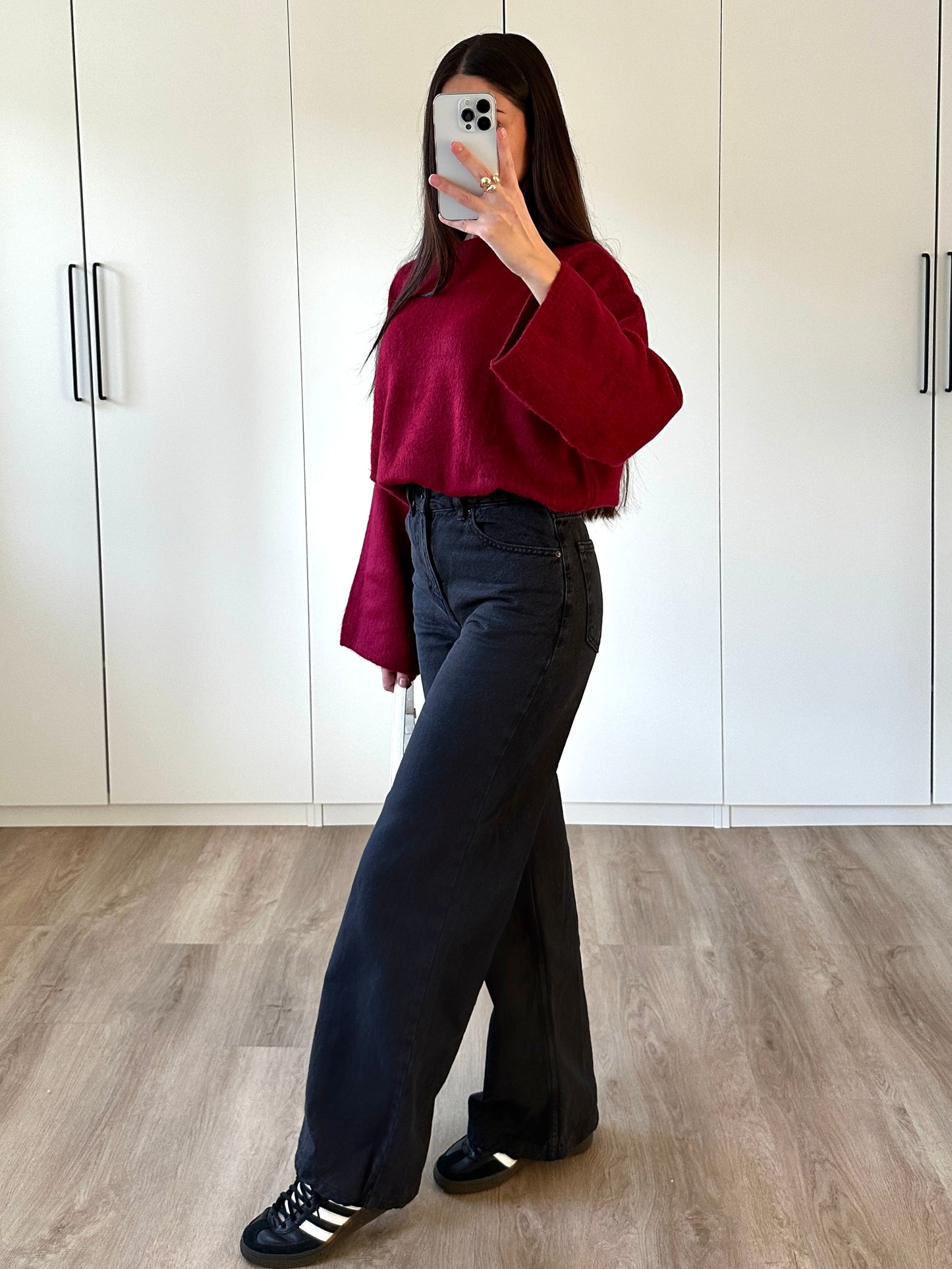 Oversize Strickpullover - bordeaux