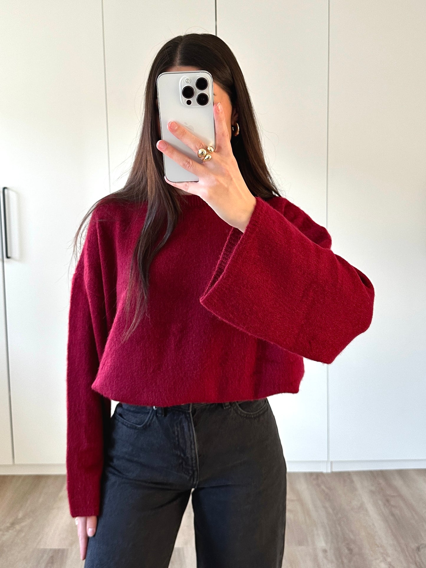 Oversize Strickpullover - bordeaux