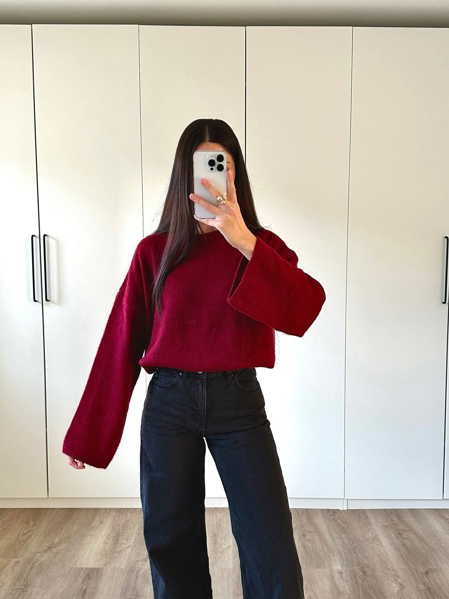 Oversize Strickpullover - bordeaux