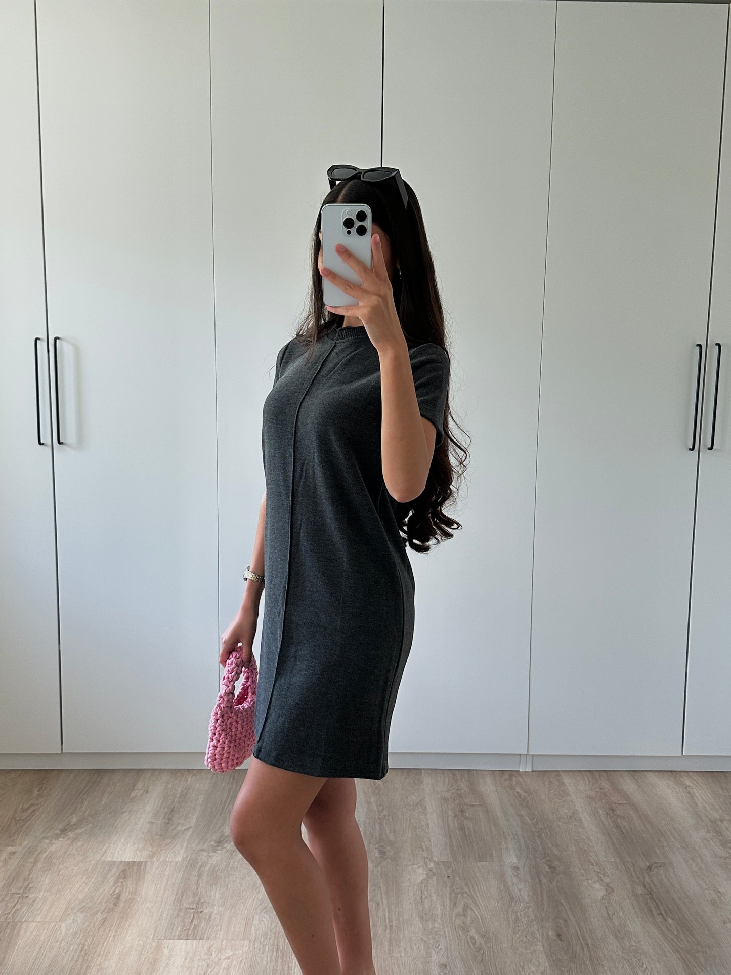 Minikleid in A-Linie - anthrazit