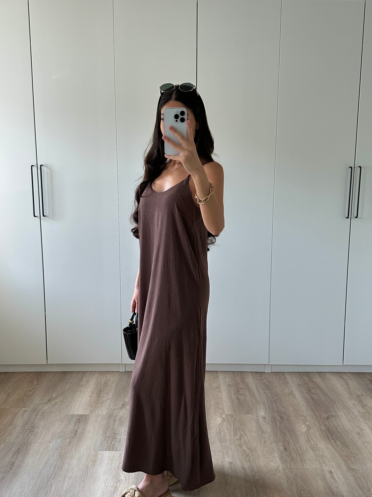 Fliessendes Midikleid - braun