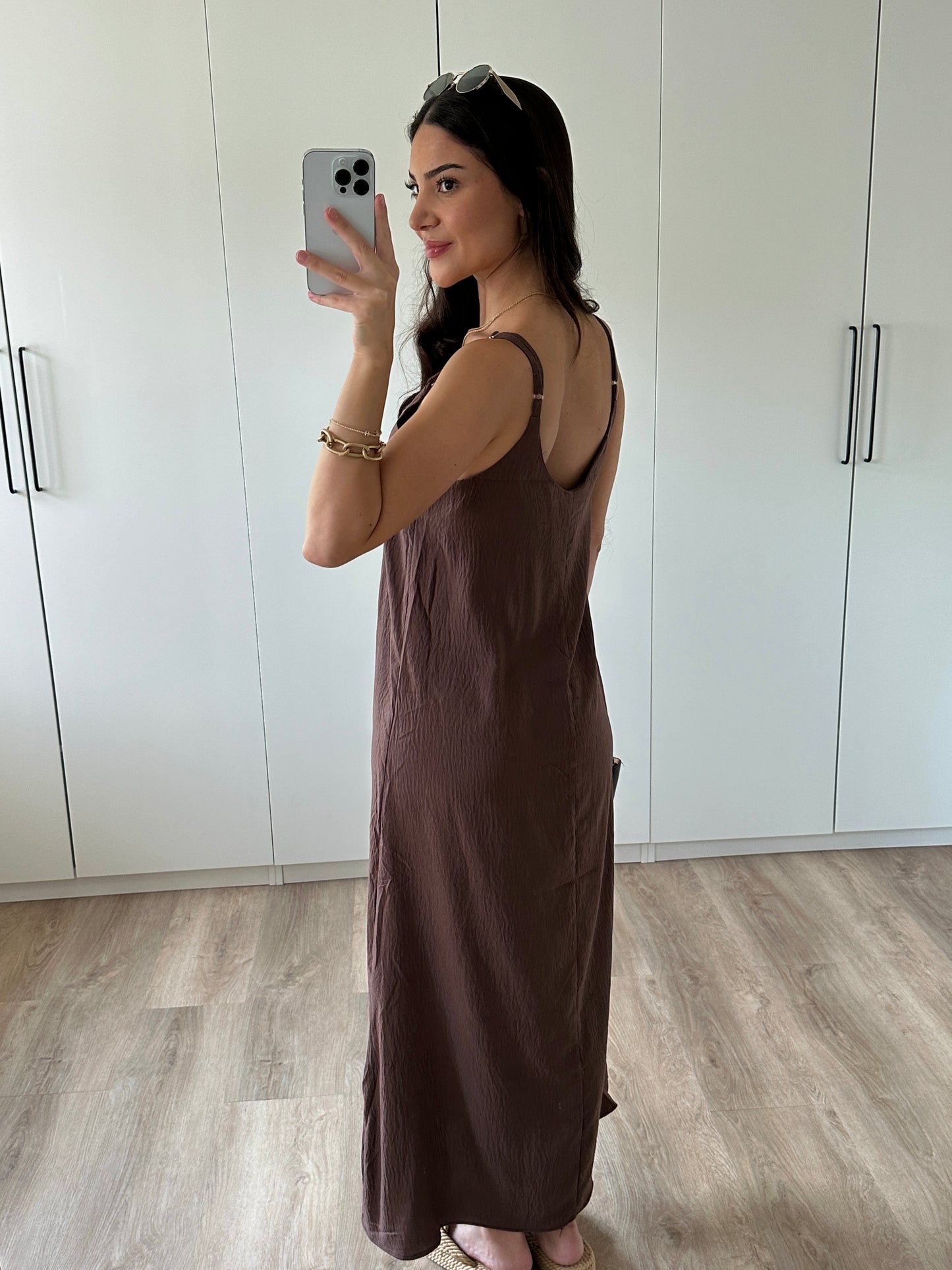 Fliessendes Midikleid - braun