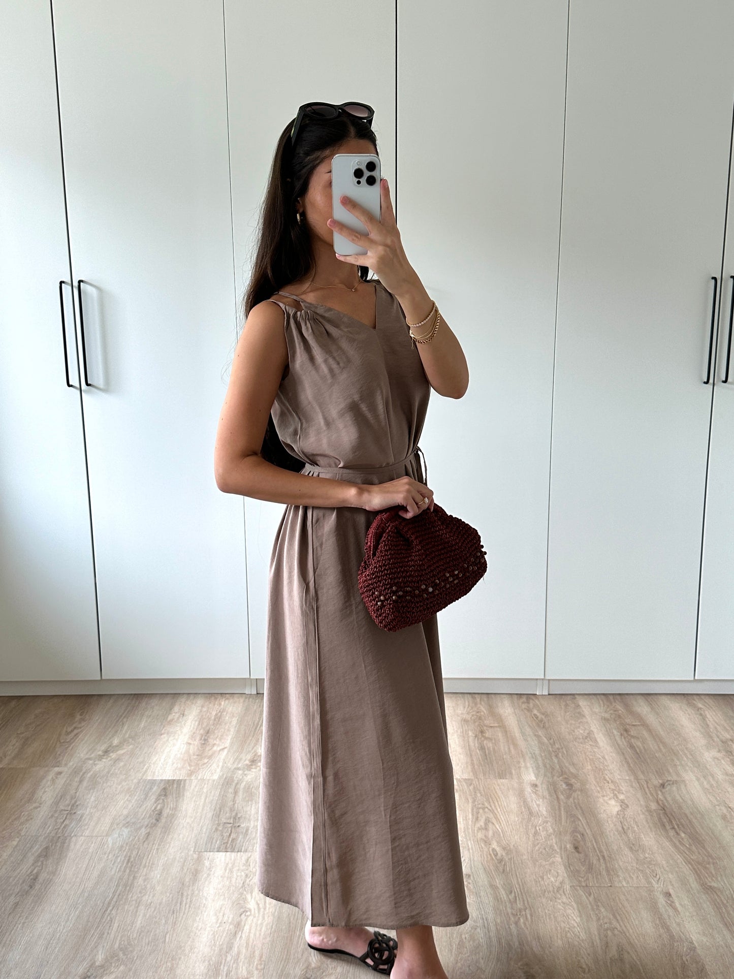 Kleid mit Schnürung - beige