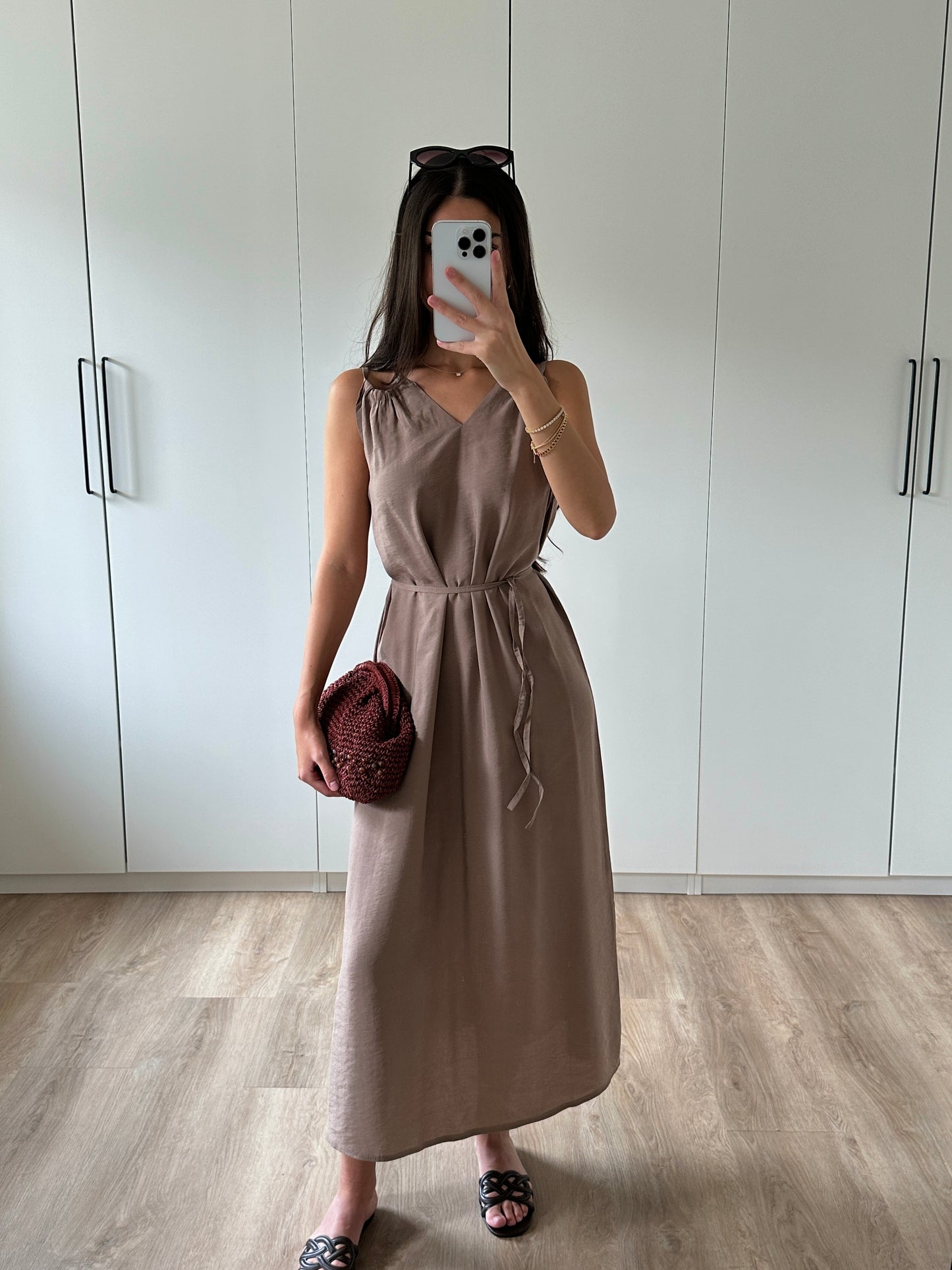 Kleid mit Schnürung - beige