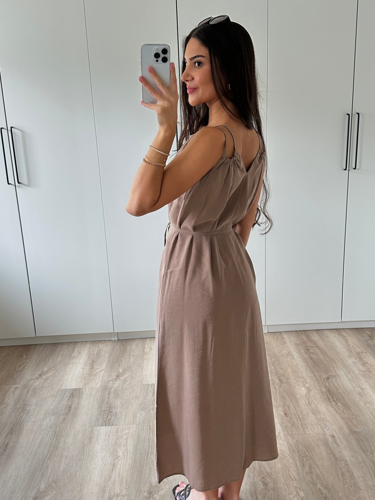 Kleid mit Schnürung - beige
