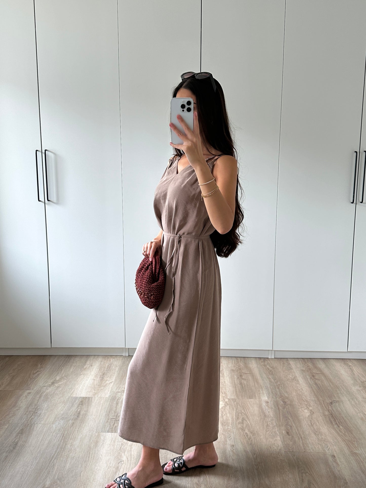Kleid mit Schnürung - beige