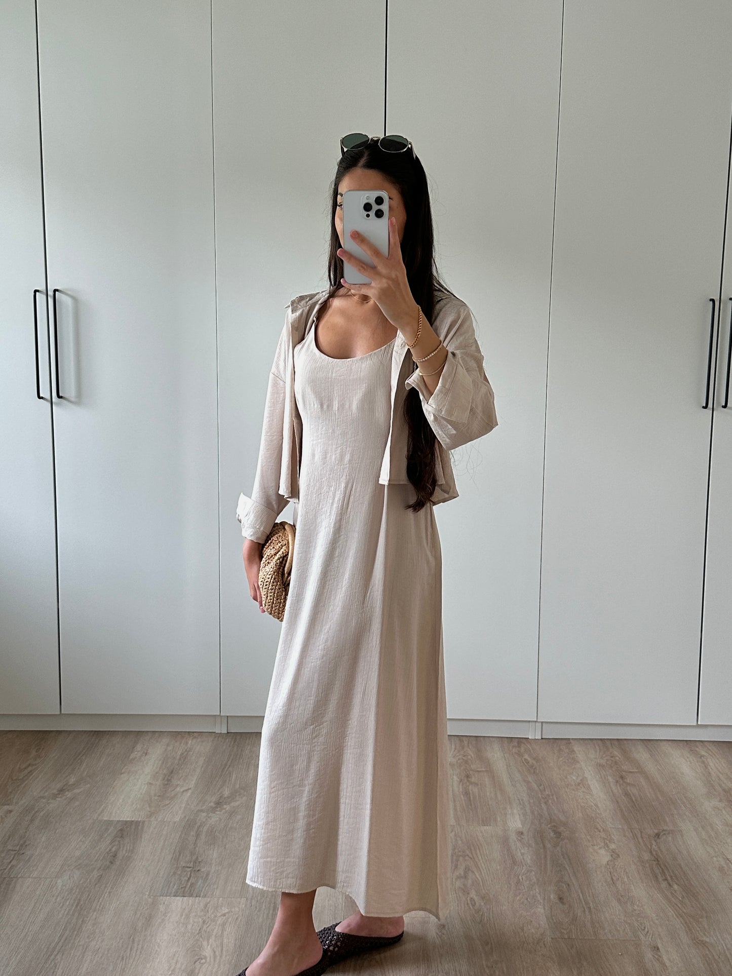 Kleid mit Hemd - creme