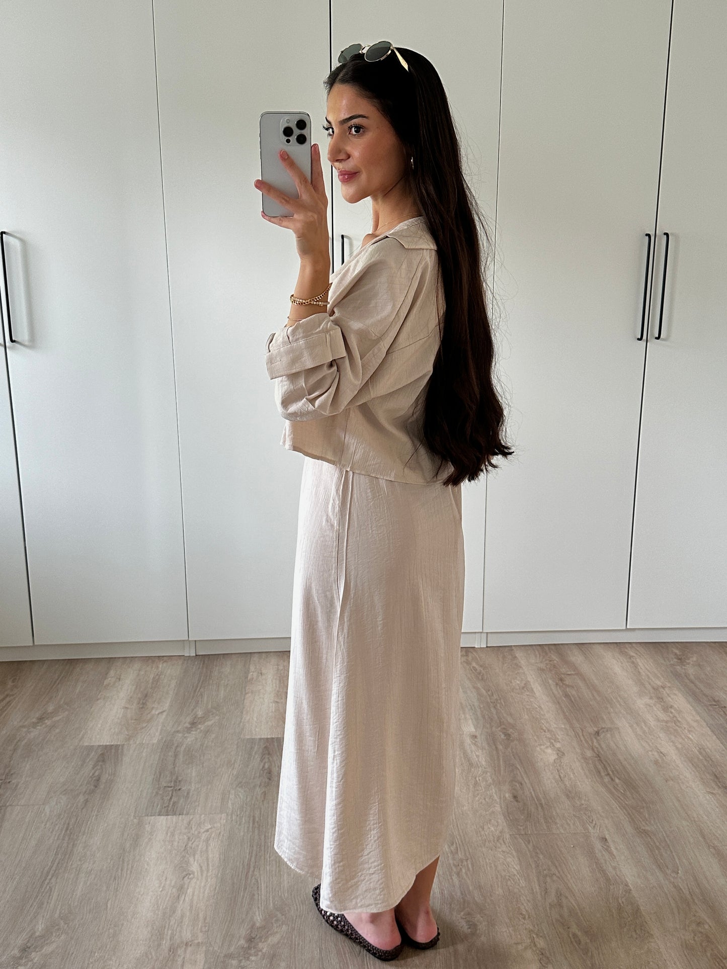 Kleid mit Hemd - creme
