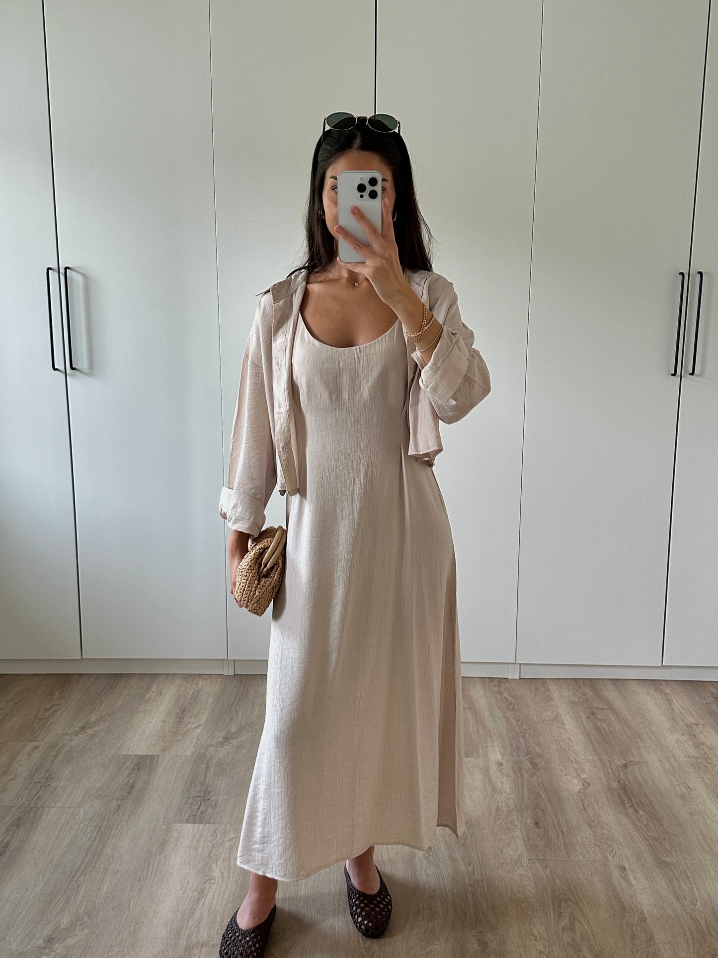 Kleid mit Hemd - creme