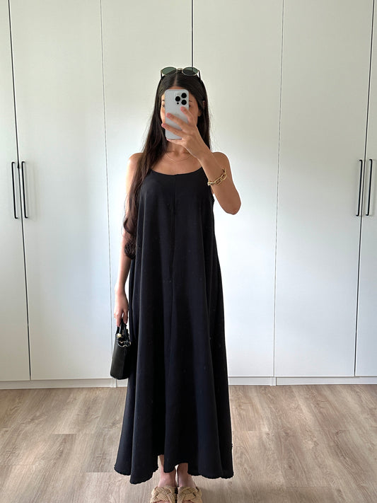 Fliessendes Midikleid - schwarz