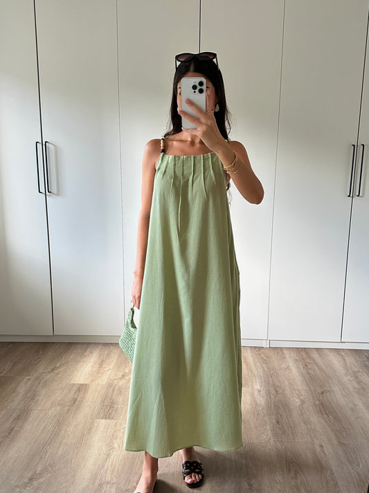 Midikleid mit Perlen - grün