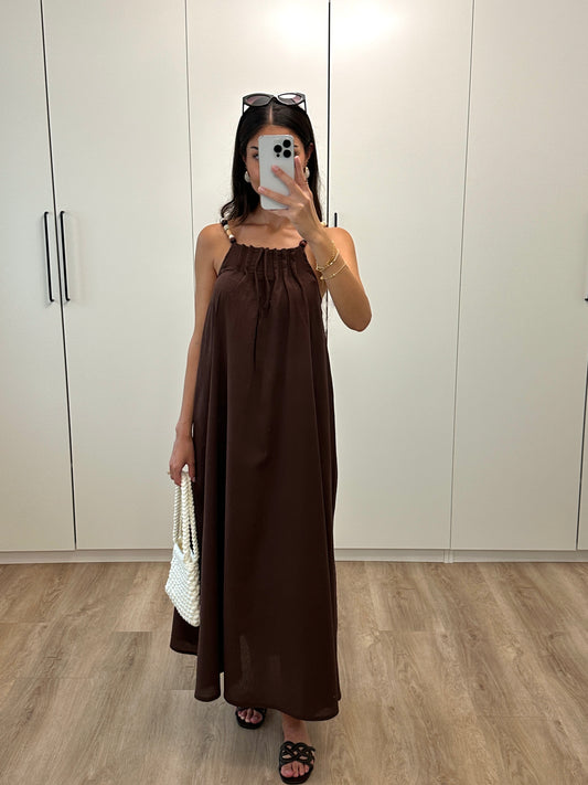 Midikleid mit Perlen - dunkelbraun
