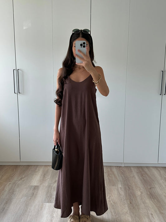 Fliessendes Midikleid - braun