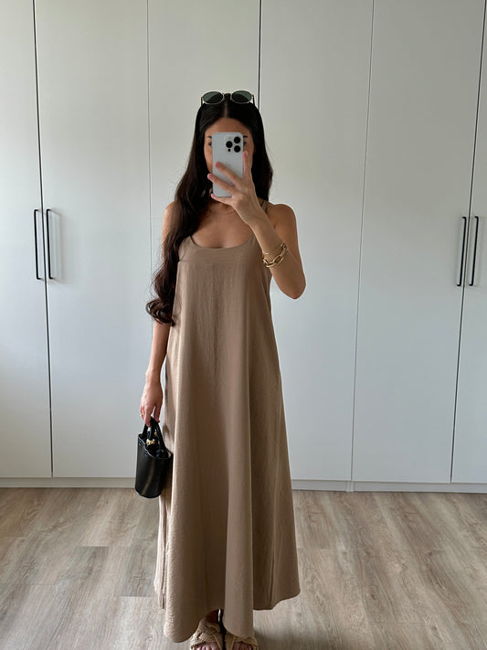 Fliessendes Midikleid - beige