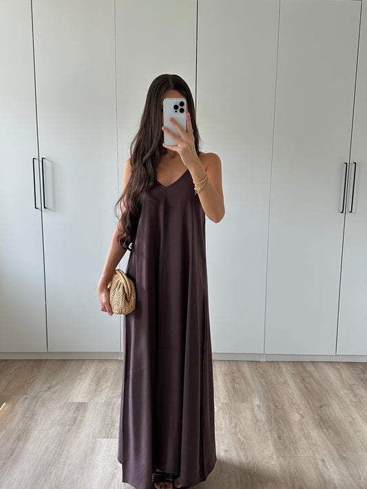 Langes Kleid - dunkelbraun